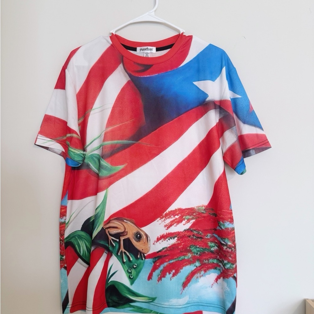 Puerto Rico Men’s Flag T-Shirt Short Sleeve Size Large Graphic Print